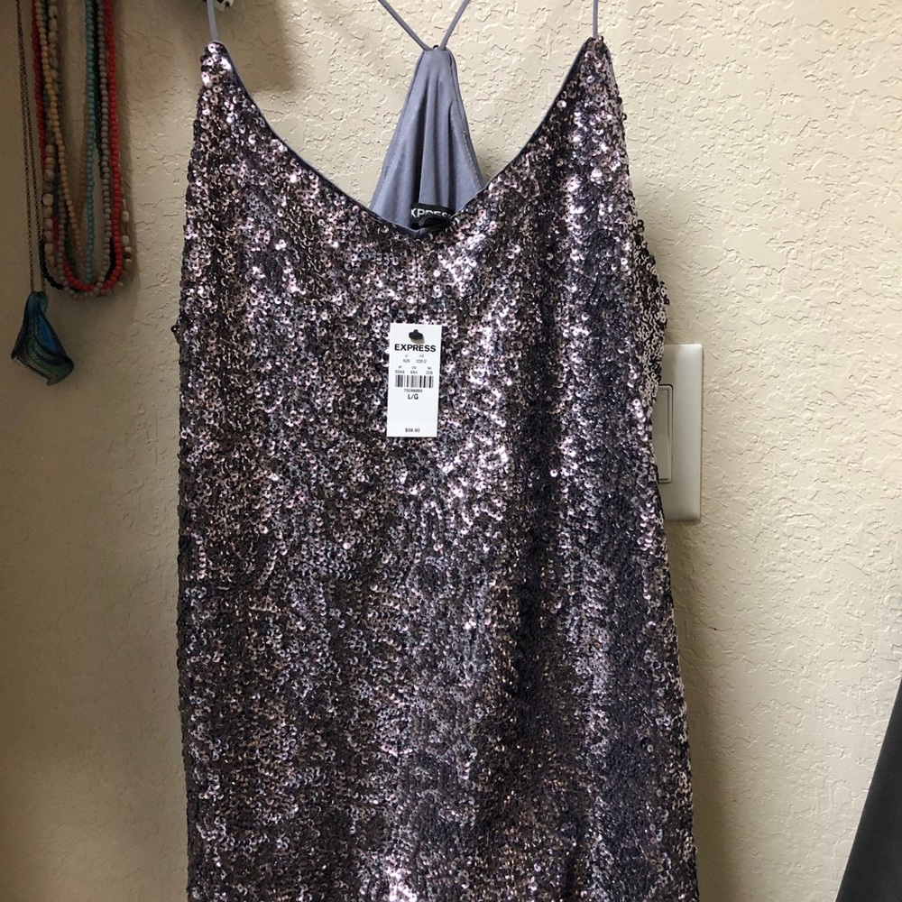 Glitter party spaghetti strap tank from Express.